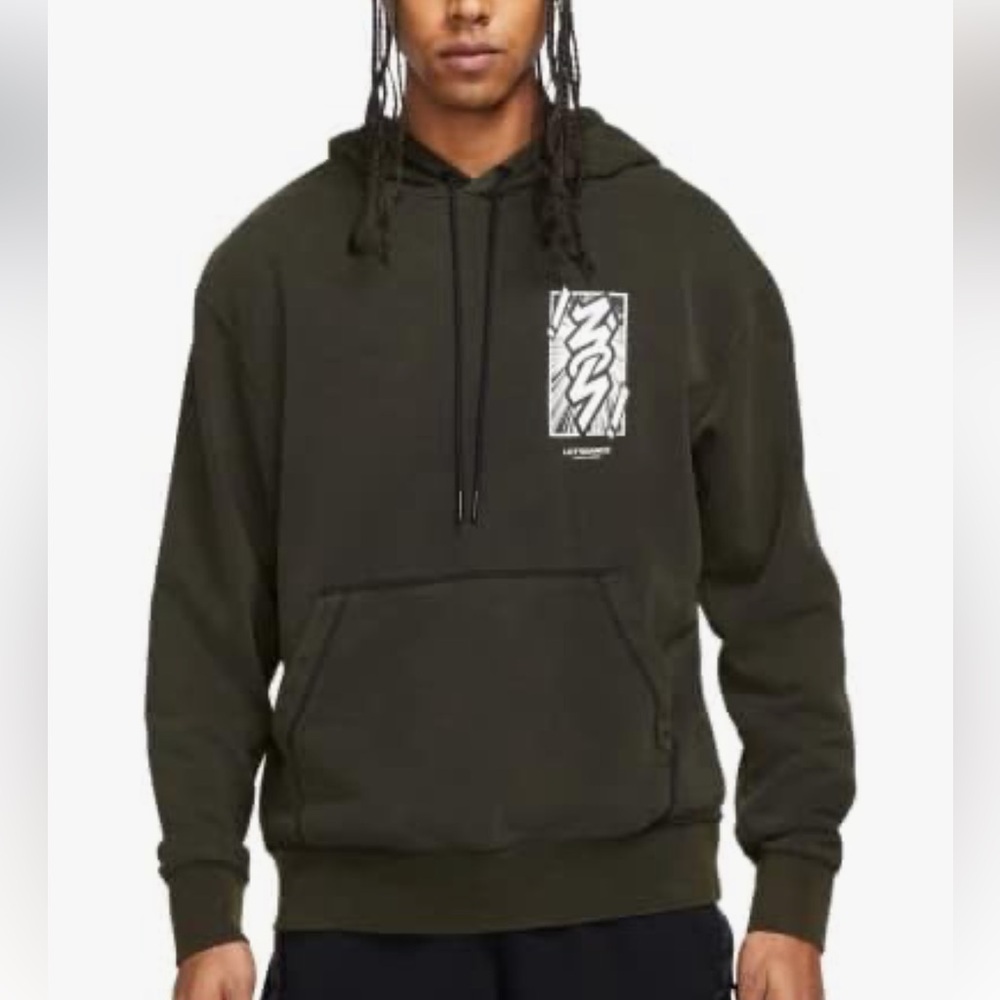 Nike Air Jordan Zion Men's Performance Fleece Hoodie Washed Black Size XXL